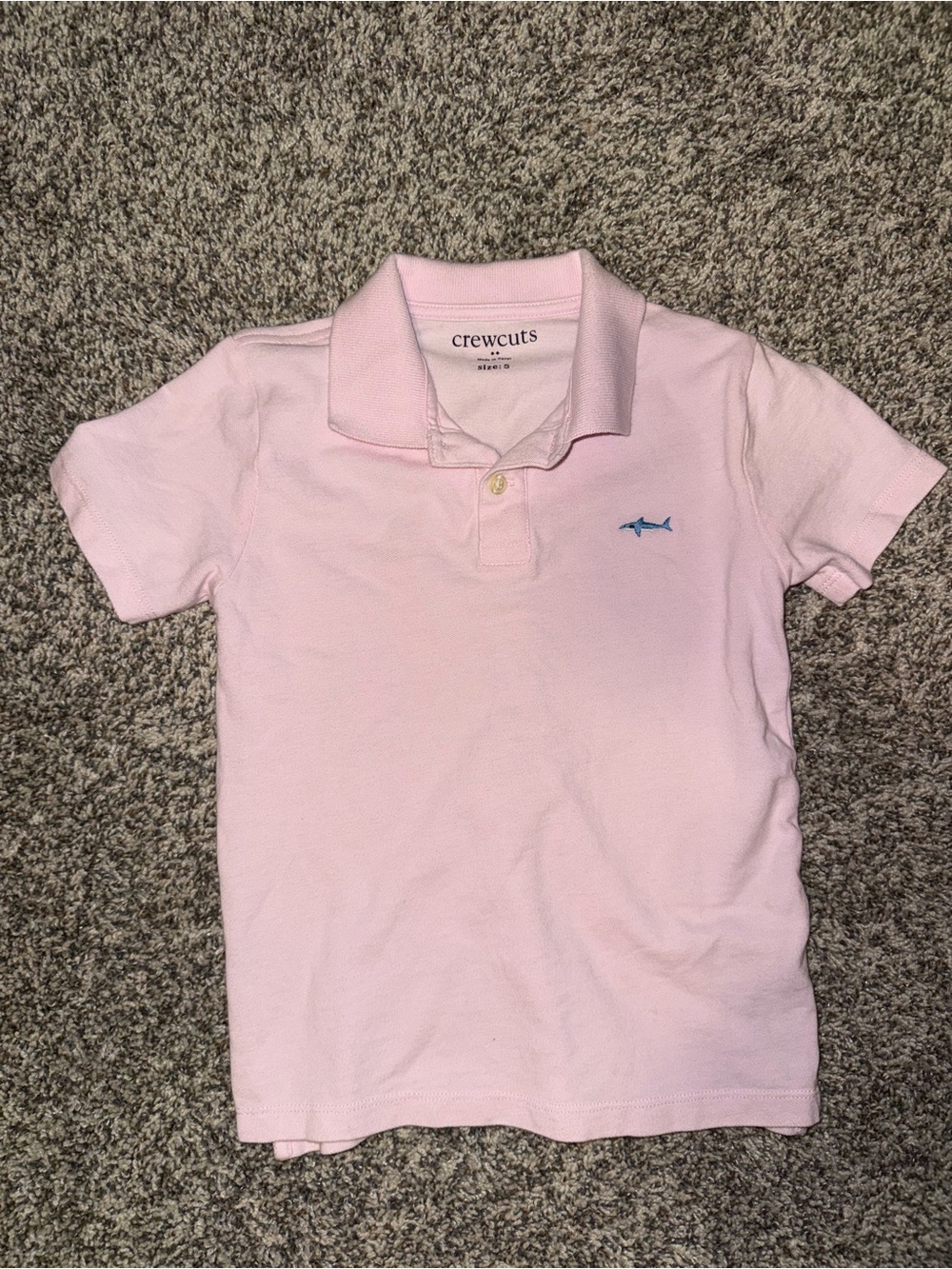 Crewcuts Light Pink Polo with Blue Shark Accent
